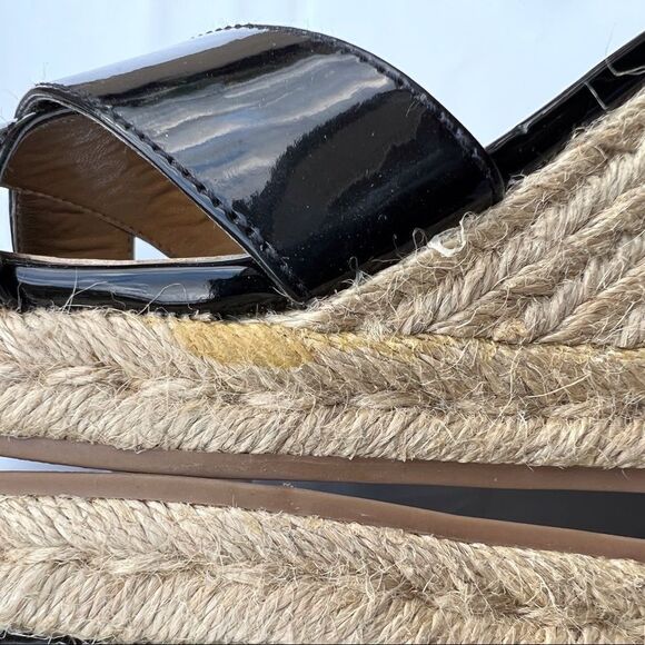 Sam Edelman Black Brenda Patent Leather Espadrilles Wedge Heel Sandal Size 8.5 - Picture 10 of 11